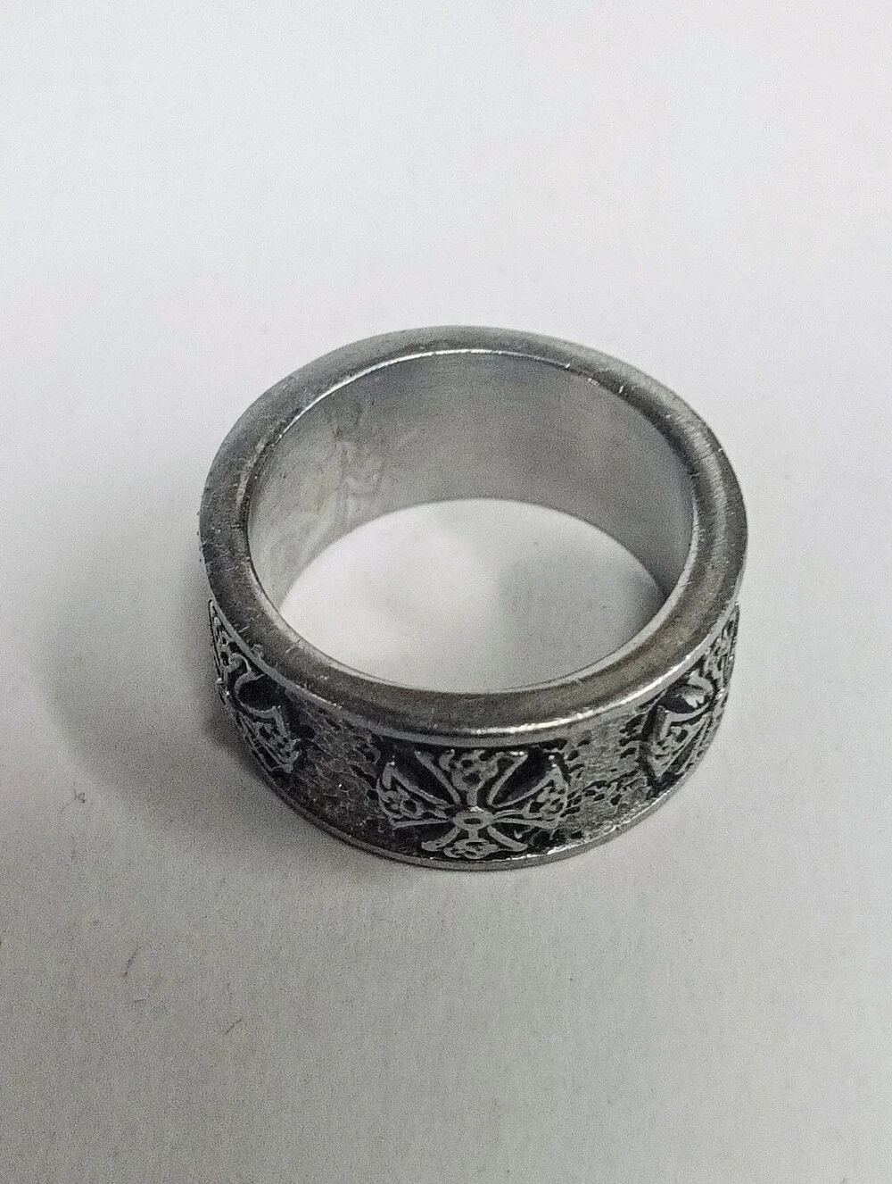 Vintage Silver Tone Maltese Cross Wide Band Ring Size 9 Gothic Biker Unisex